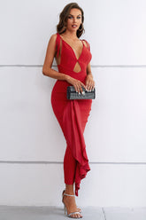 Verdandi Plunging Draped Evening Bandage Dress Ins Street